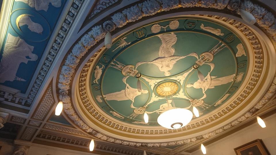 The ceiling of the council chambers